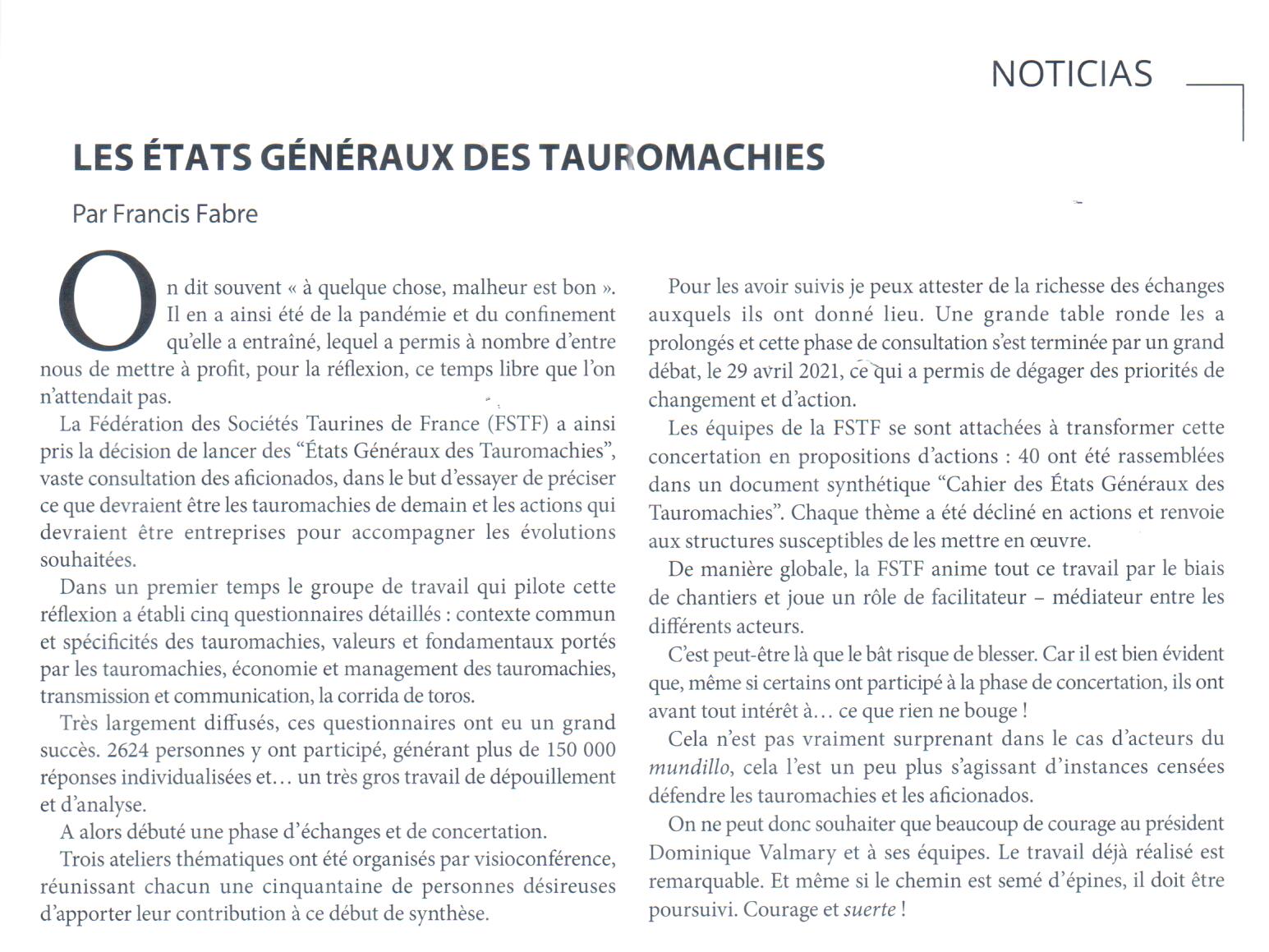 Fstf Fra Les revues de presse - FSTF - Fédération des Sociétés Taurines de France