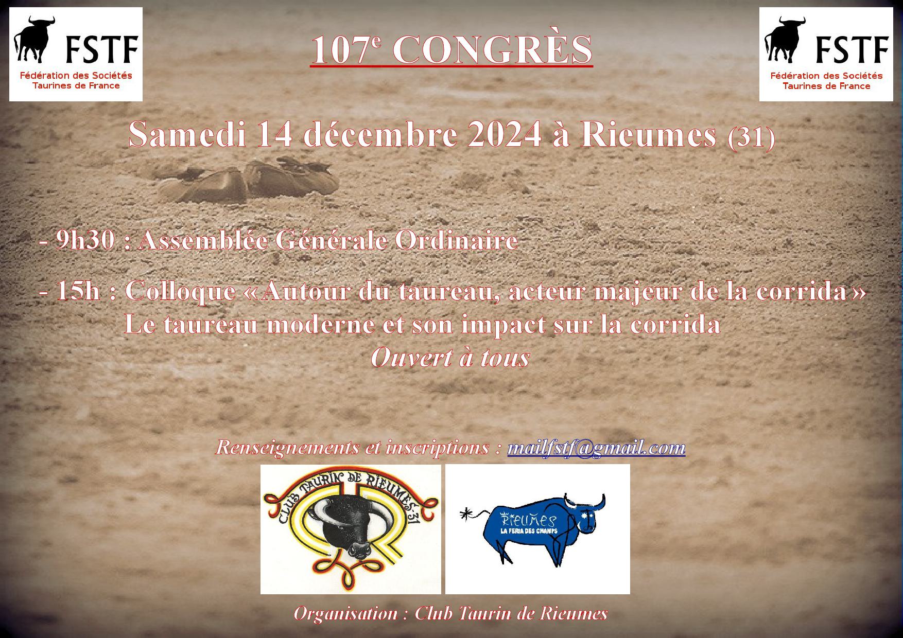 Fstf Fra 107e CONGRÈS - 14/12/2024 - RIEUMES - FSTF - Fédération des Sociétés ...